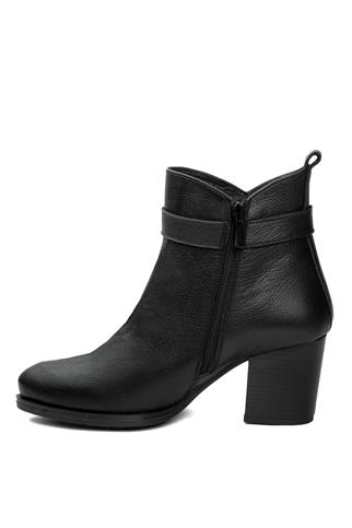 Elit SRK86608-1 Kadın Hakiki Deri Topuklu Bot Siyah