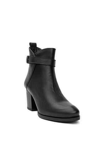 Elit SRK86608-1 Kadın Hakiki Deri Topuklu Bot Siyah