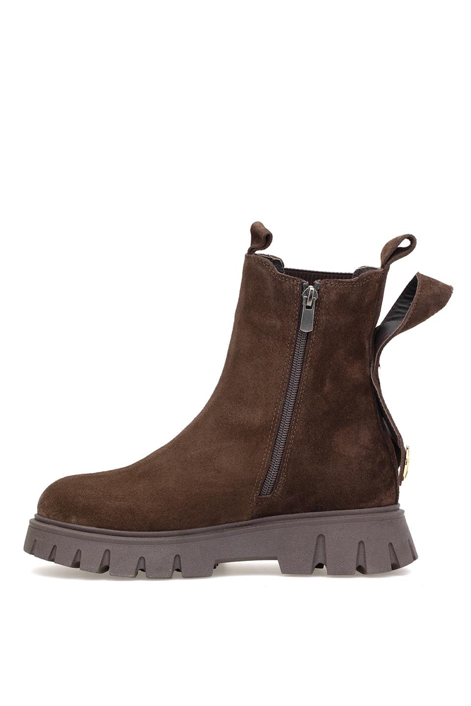 Elit Thalvora Kadın Hakiki Süet Deri Chelsea Bot Kahverengi