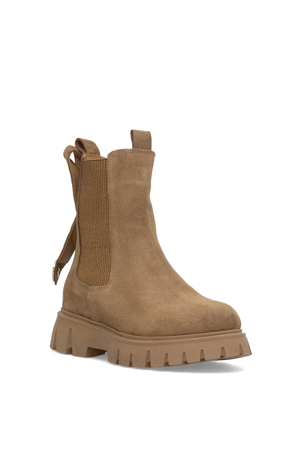 Elit Thalvora Kadın Hakiki Süet Deri Chelsea Bot Camel