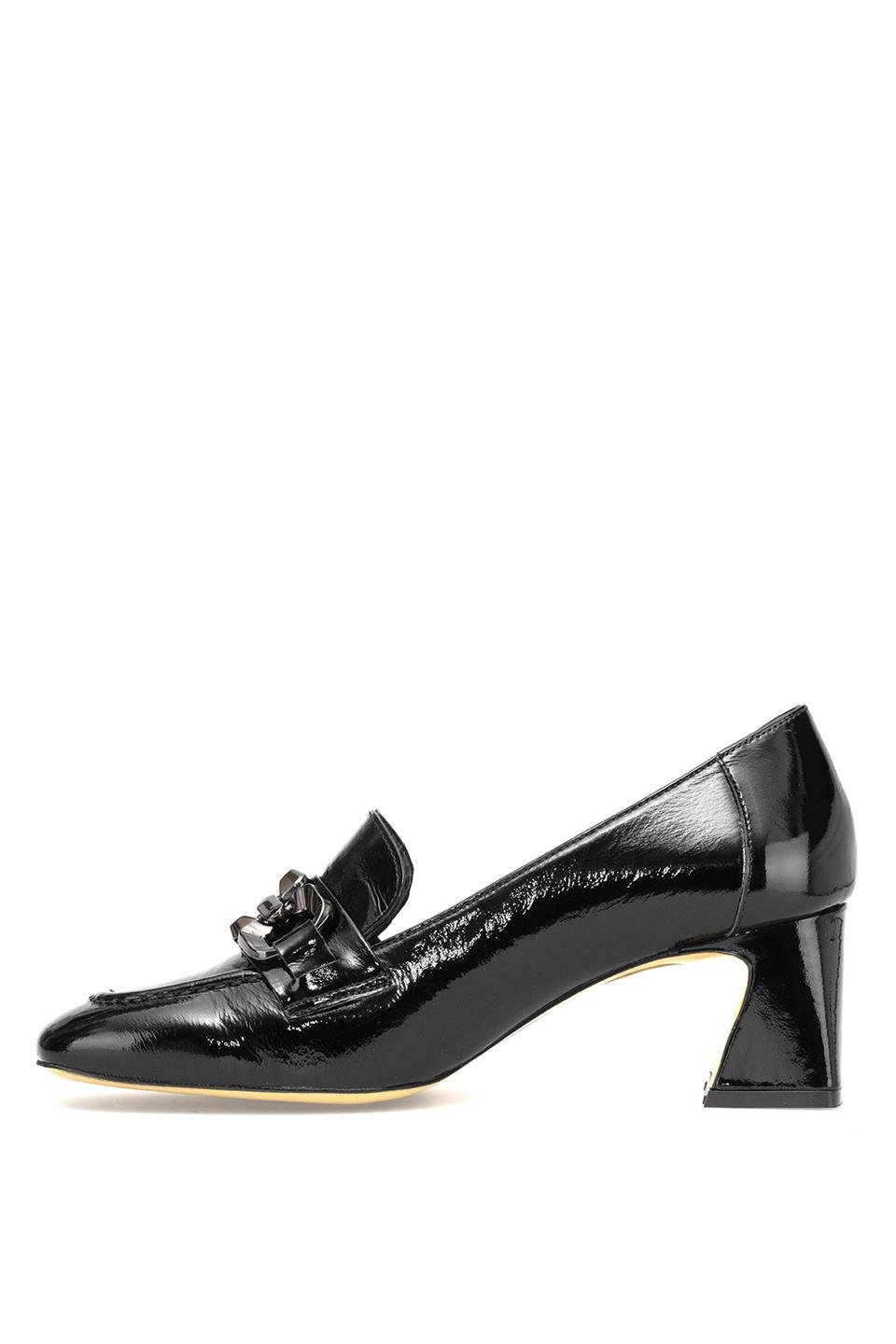 Elit Viena Kadın Hakiki Rugan Deri Klasik Topuklu Ayakkabı Siyah