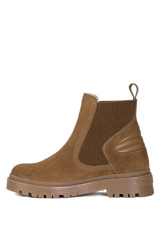 Elit VVS24118S Kadın Süet Hakiki Deri Chelsea Bot Taba