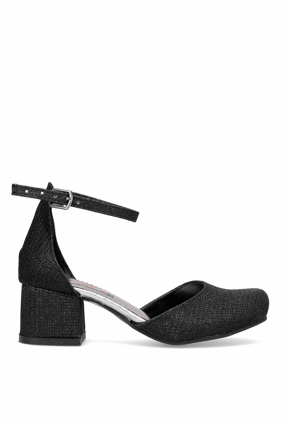 Elit YB-F-Karnıyarık-25Y Filet Kız Çocuk Klasik Topuklu Ayakkabı Siyah