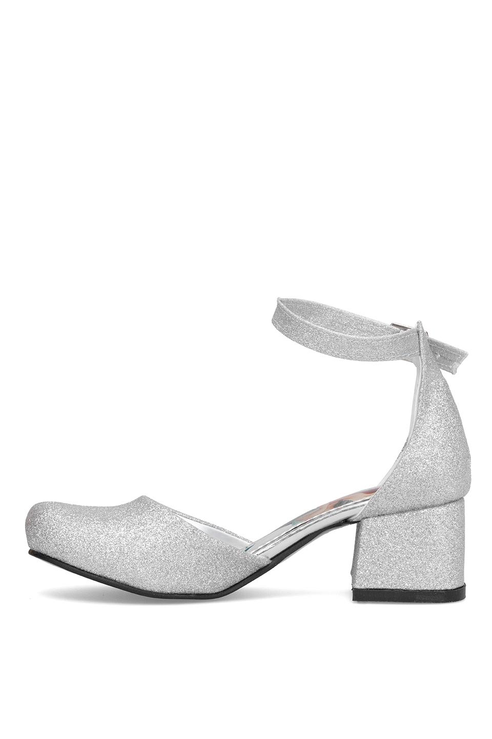 Elit YB-F-Karnıyarık-25Y Filet Kız Çocuk Klasik Topuklu Ayakkabı Gümüş