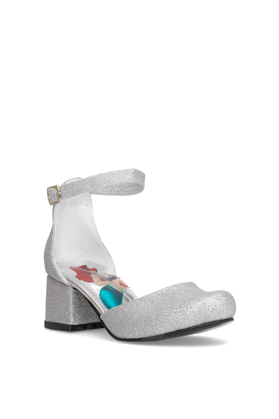 Elit YB-F-Karnıyarık-25Y Filet Kız Çocuk Klasik Topuklu Ayakkabı Gümüş