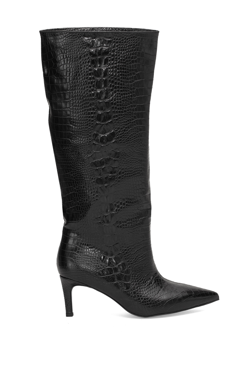 Elit ZK3125 Kadın Klasik Topuklu Çizme Siyah