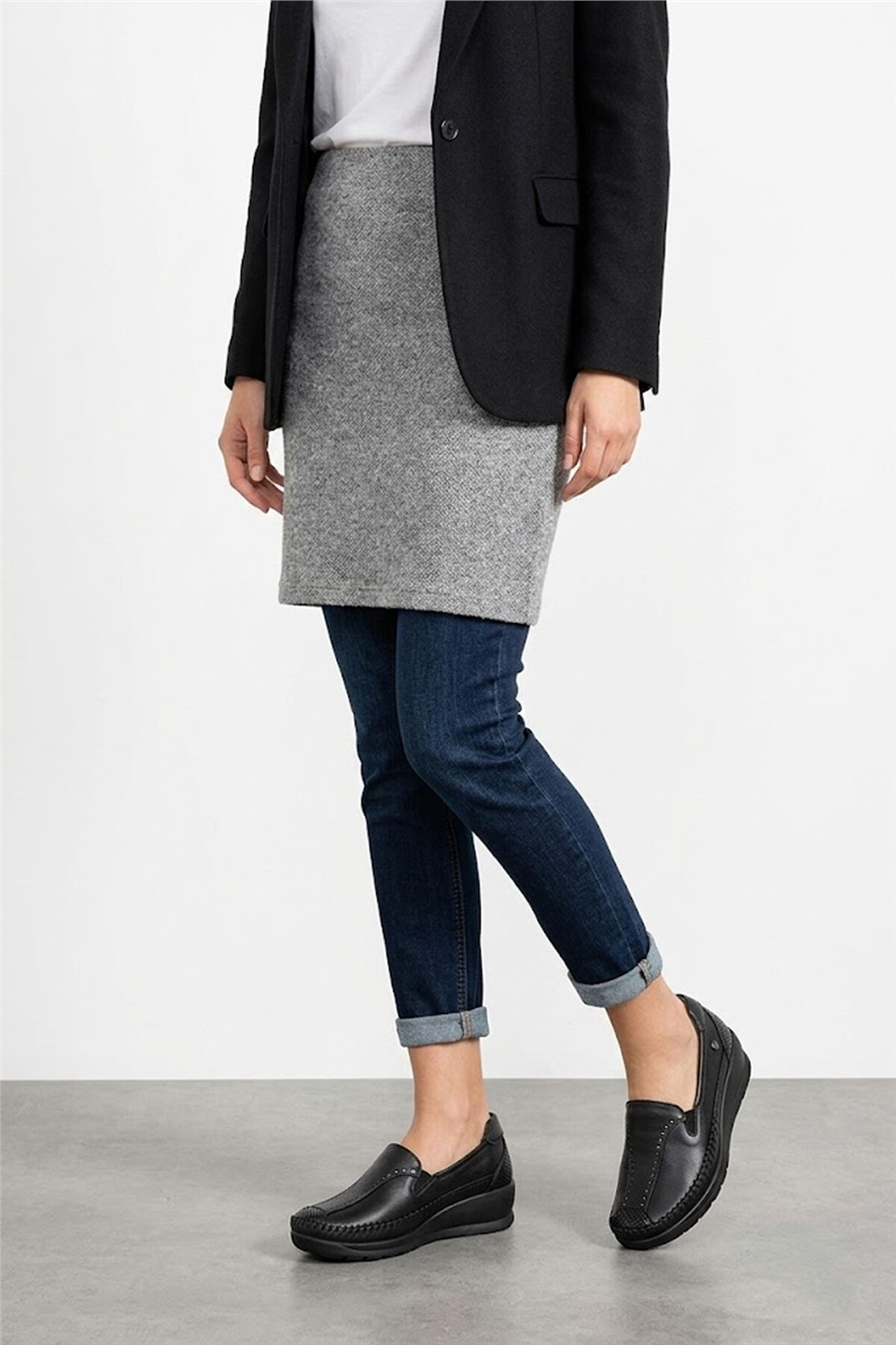 Forelli 55022 Lina-H Kadın Hakiki Deri Casual Ayakkabı Siyah