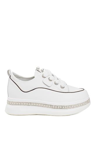 Guja 24K308-1 Kadın Hakiki Deri Kalın Taban Sneaker Beyaz