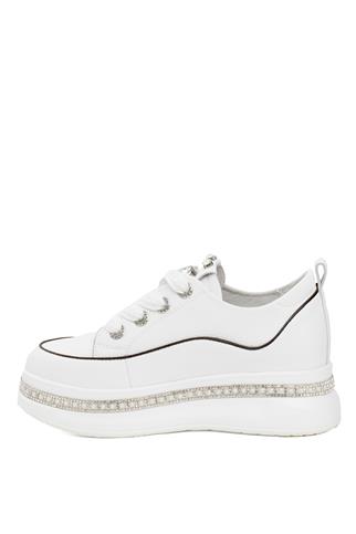 Guja 24K308-1 Kadın Hakiki Deri Kalın Taban Sneaker Beyaz