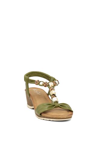 Guja 24Y154-1 Kadın Dolgu Topuk Sandalet Yeşil