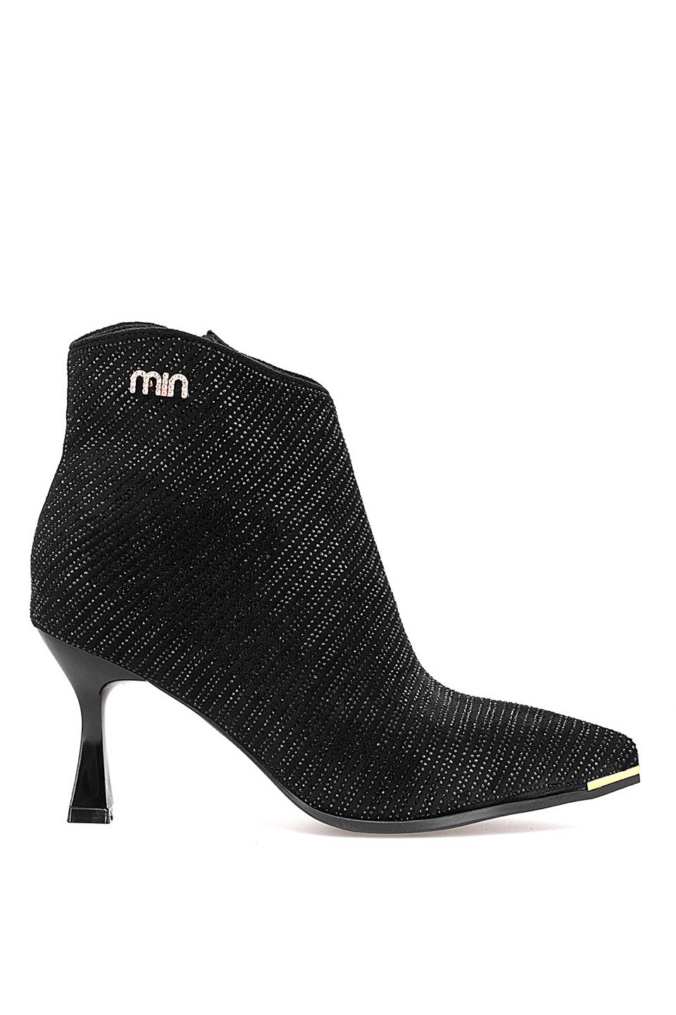 Guja 25K416-1 Kadın Taşlı Topuklu Bot Siyah