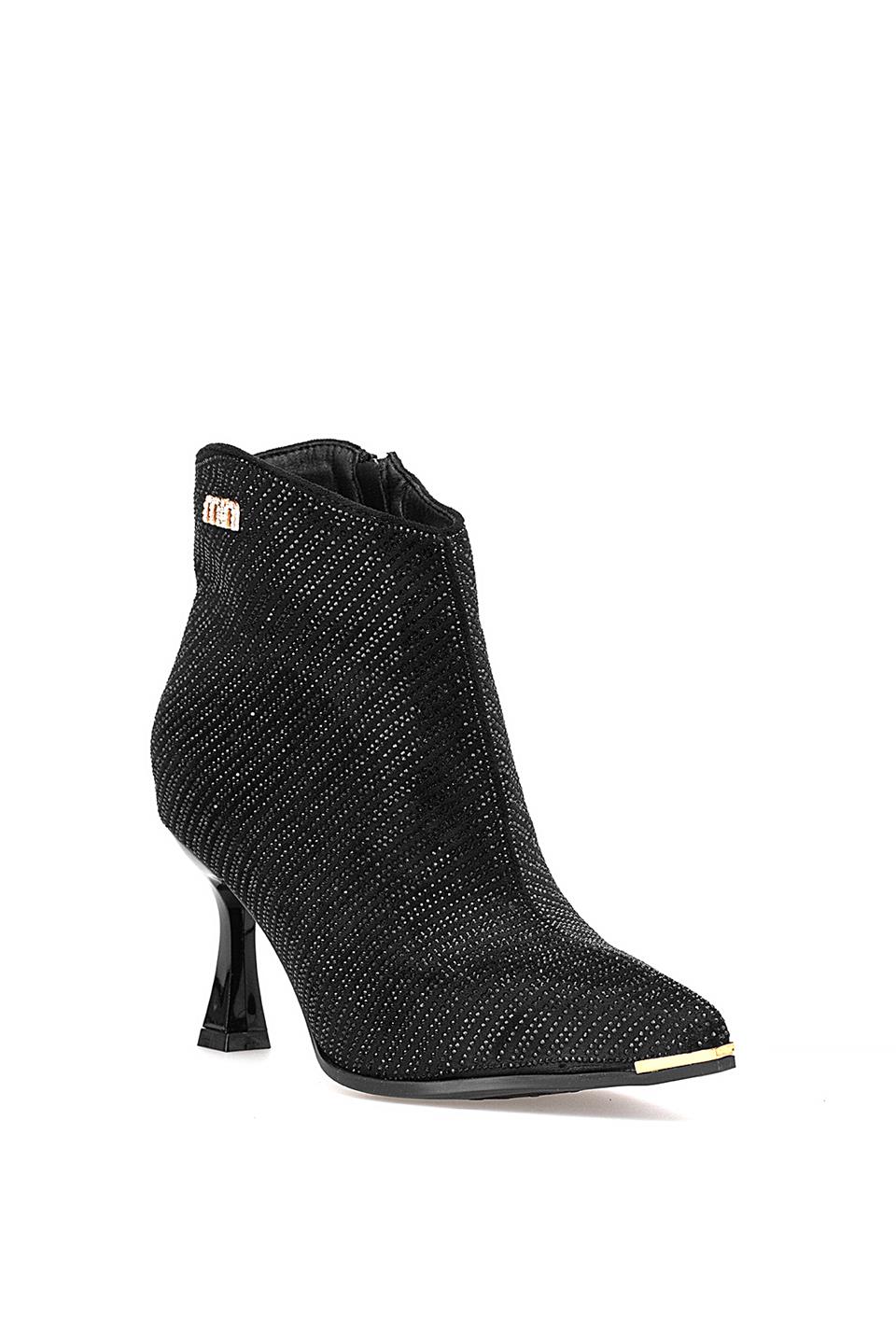 Guja 25K416-1 Kadın Taşlı Topuklu Bot Siyah