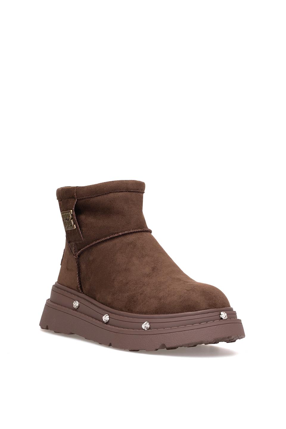 Guja 25K435 Kadın Hakiki Deri Düz Bot Kahverengi