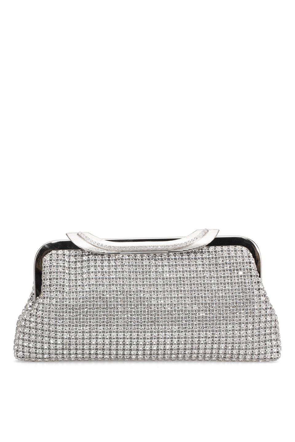 Guja 25KC1284 Kadın Taşlı Abiye Çanta Gümüş