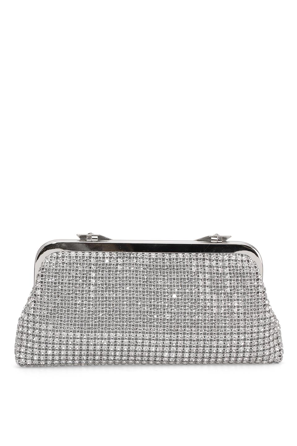 Guja 25KC1284 Kadın Taşlı Abiye Çanta Gümüş