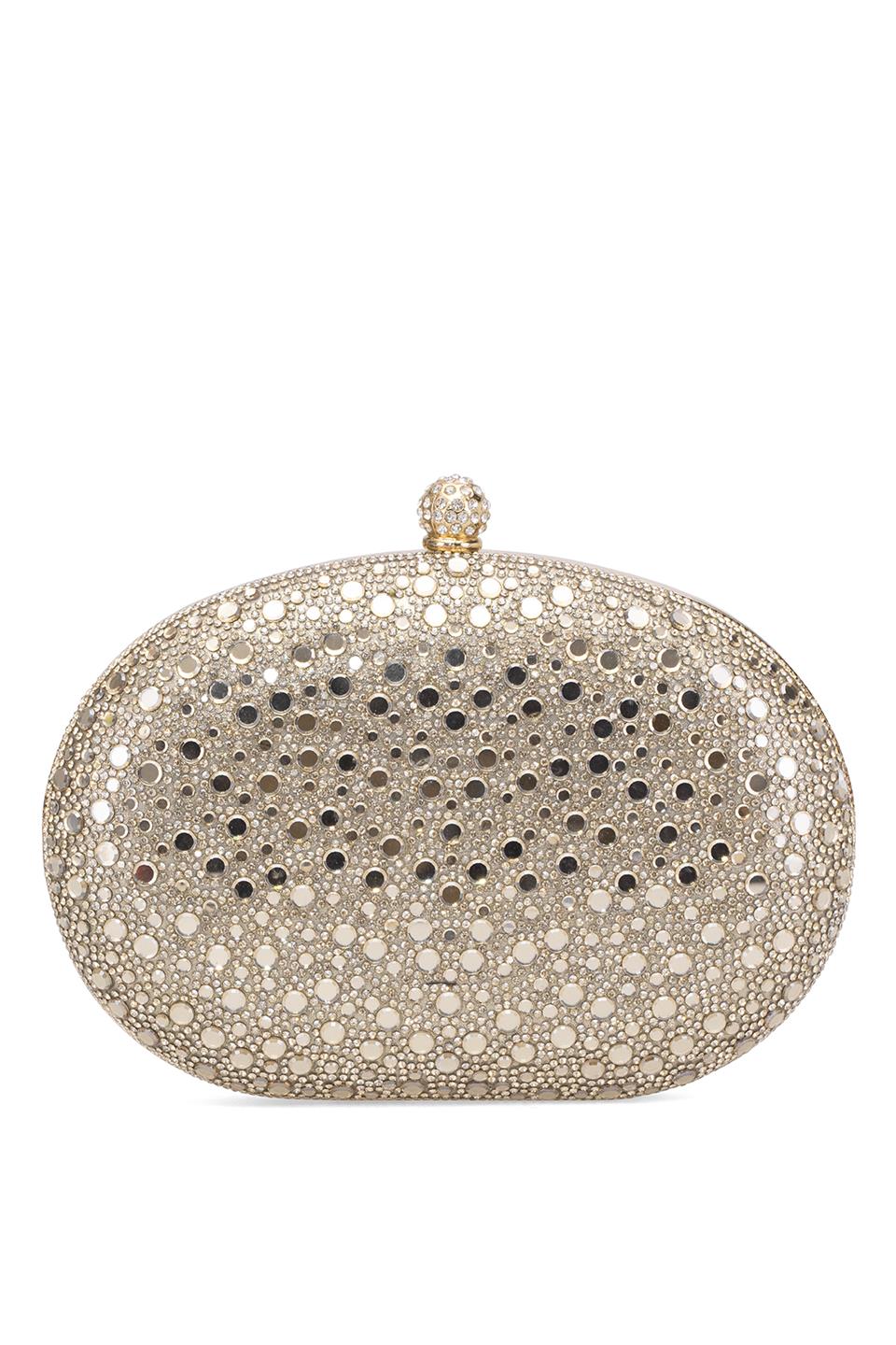 Guja 25KC1288 Kadın Taşlı Kutu Abiye Çanta Altın