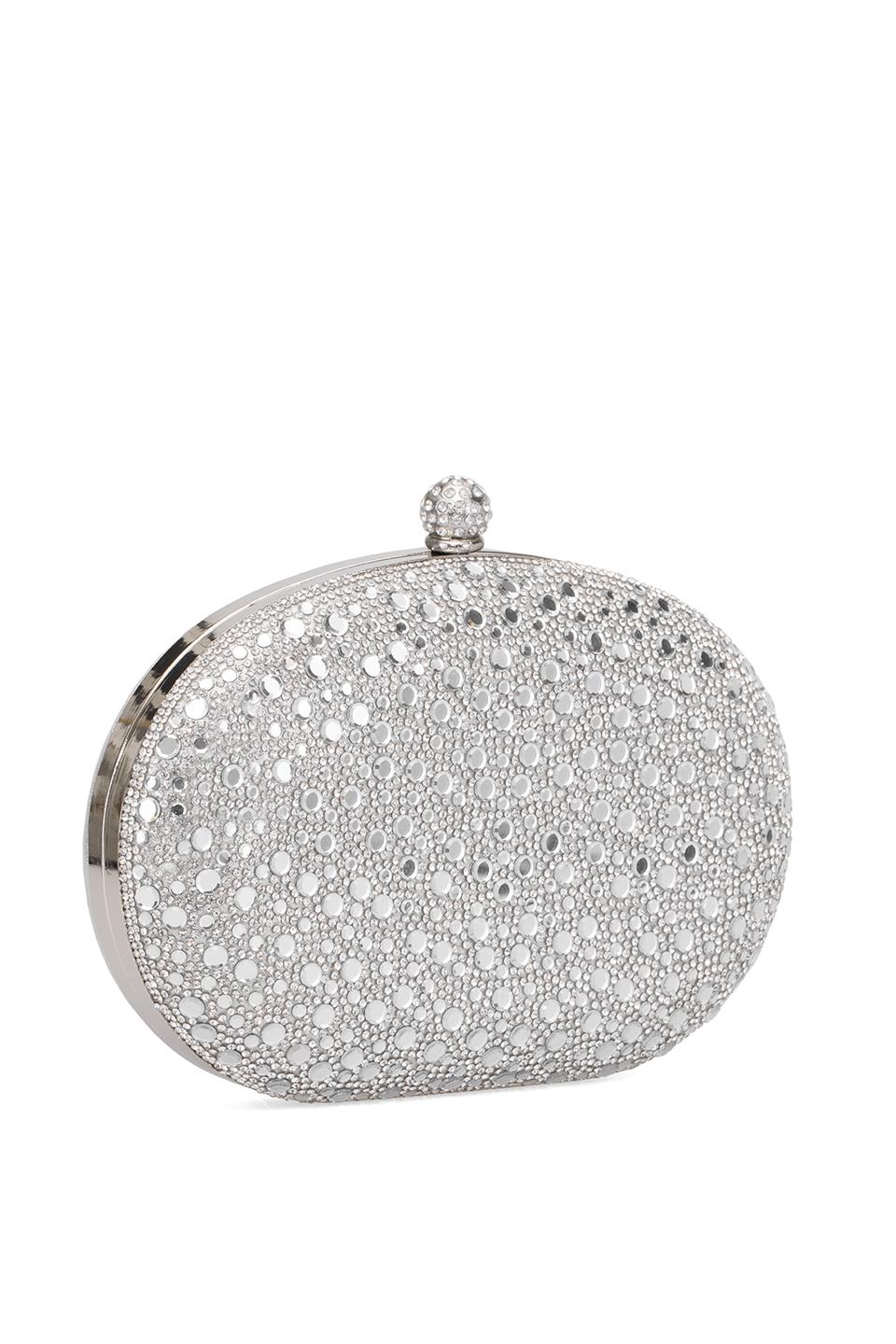 Guja 25KC1288 Kadın Taşlı Kutu Abiye Çanta Gümüş