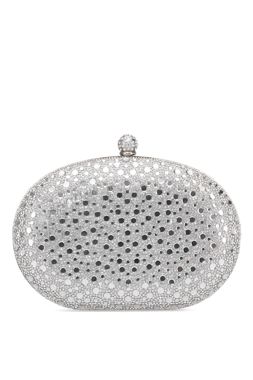 Guja 25KC1288 Kadın Taşlı Kutu Abiye Çanta Gümüş