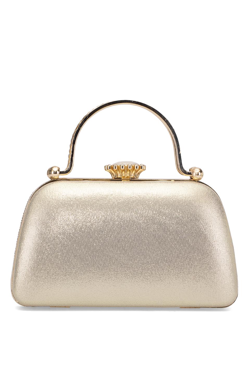 Guja 25KC1289 Kadın Taşlı Kutu Abiye Çanta Altın