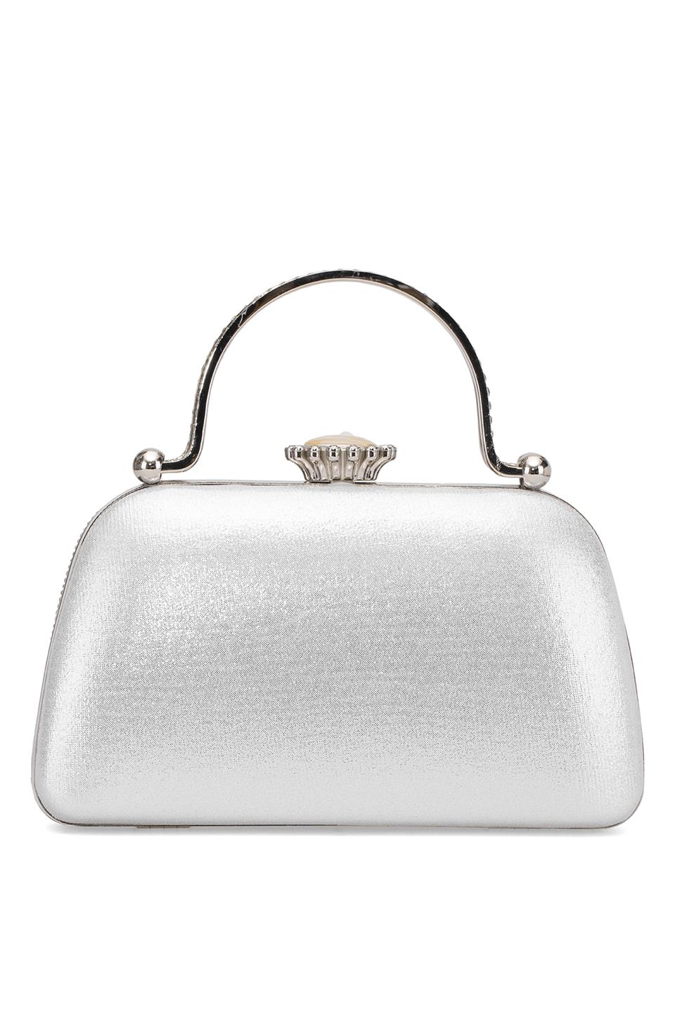 Guja 25KC1289 Kadın Taşlı Kutu Abiye Çanta Gümüş