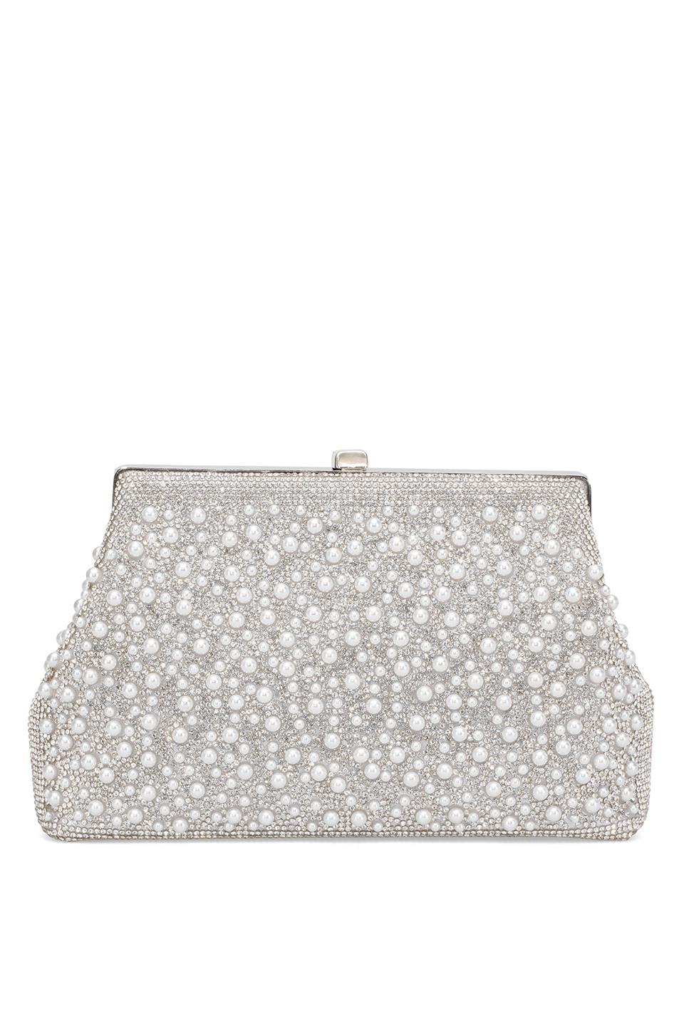 Guja 25KC1293 Kadın Taşlı Abiye Çanta Gümüş