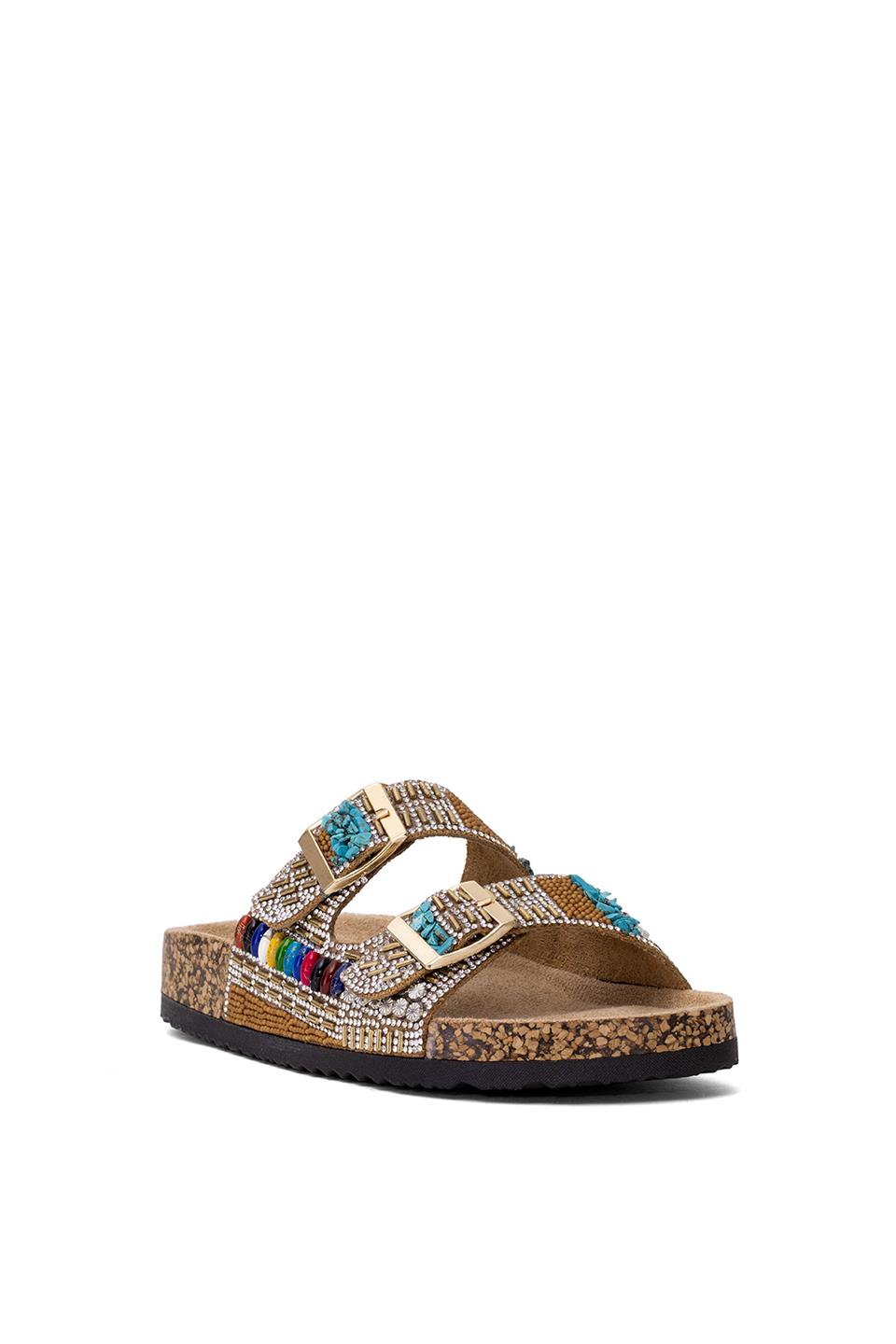 Guja 25Y102-2 Kadın Taşlı Düz Terlik Camel