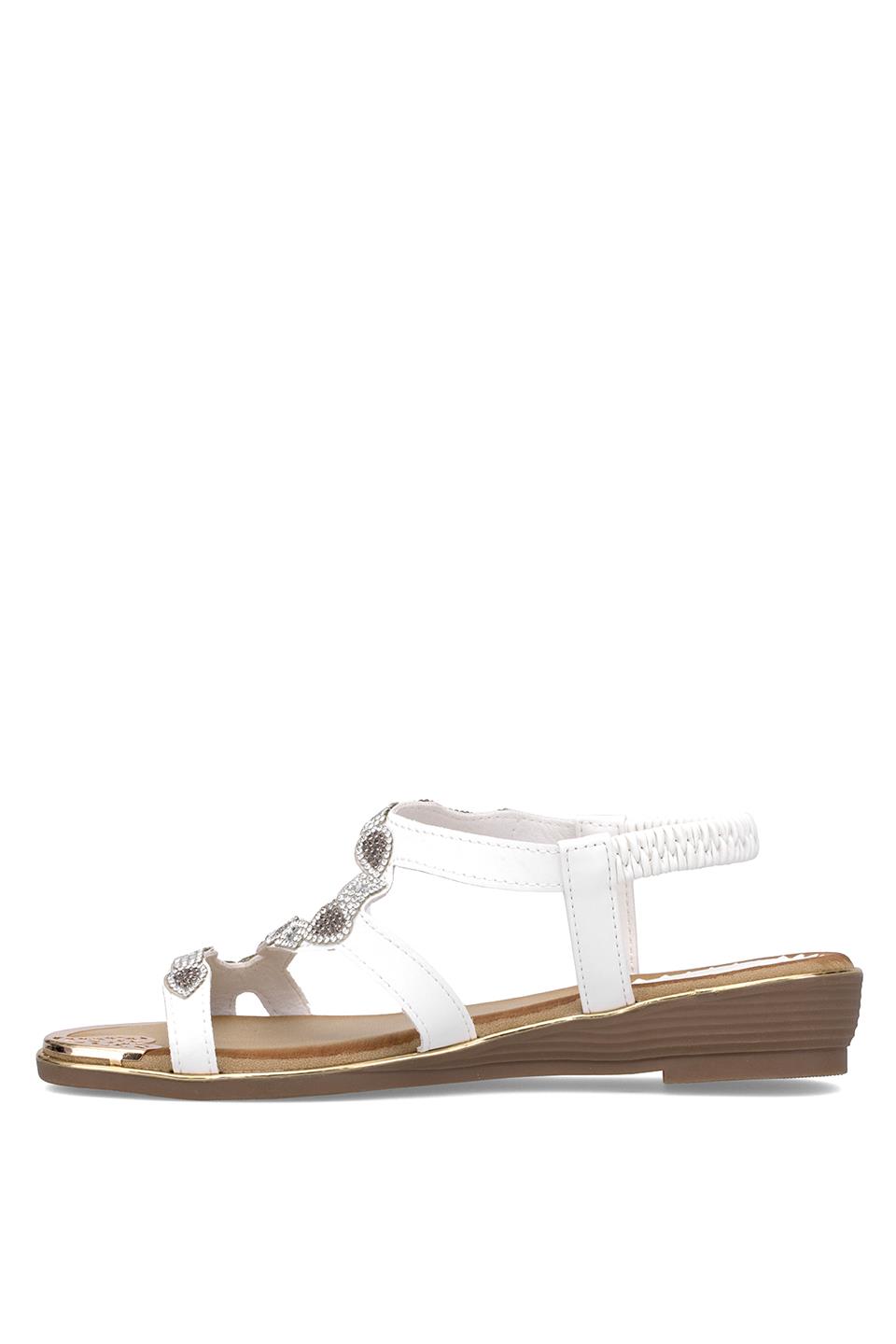 Guja 25Y122-5 Kadın Taşlı Dolgu Topuk Sandalet Beyaz