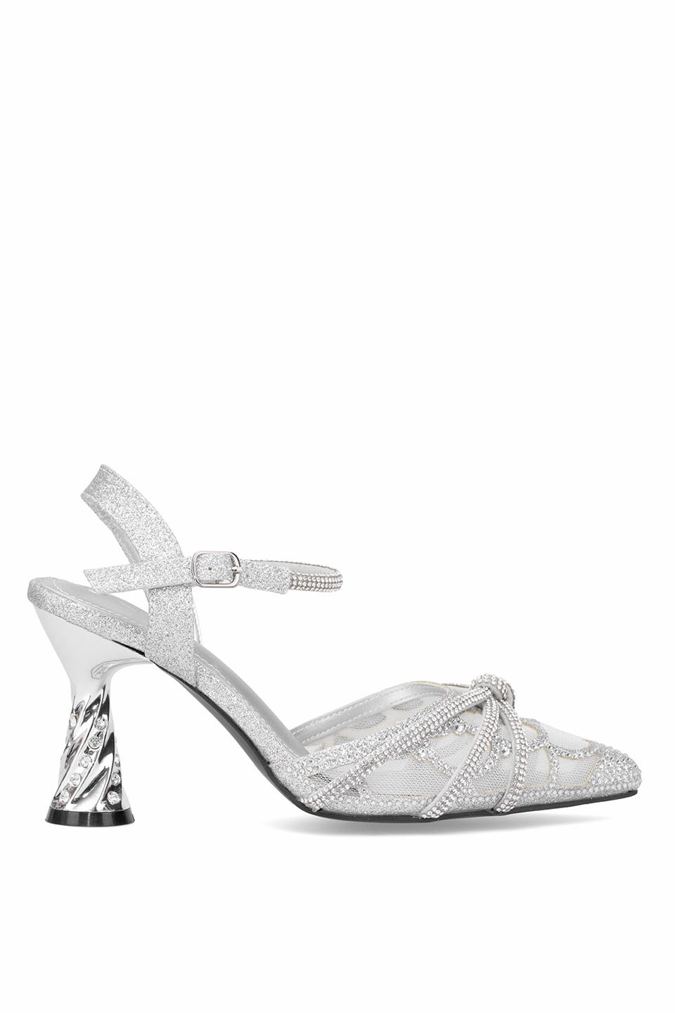 Guja 25Y125-1 Kadın Taşlı Abiye Ayakkabı Gümüş