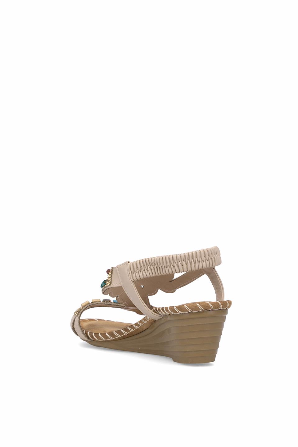 Guja 25Y151-6 Kadın Taşlı Dolgu Topuk Sandalet Bej