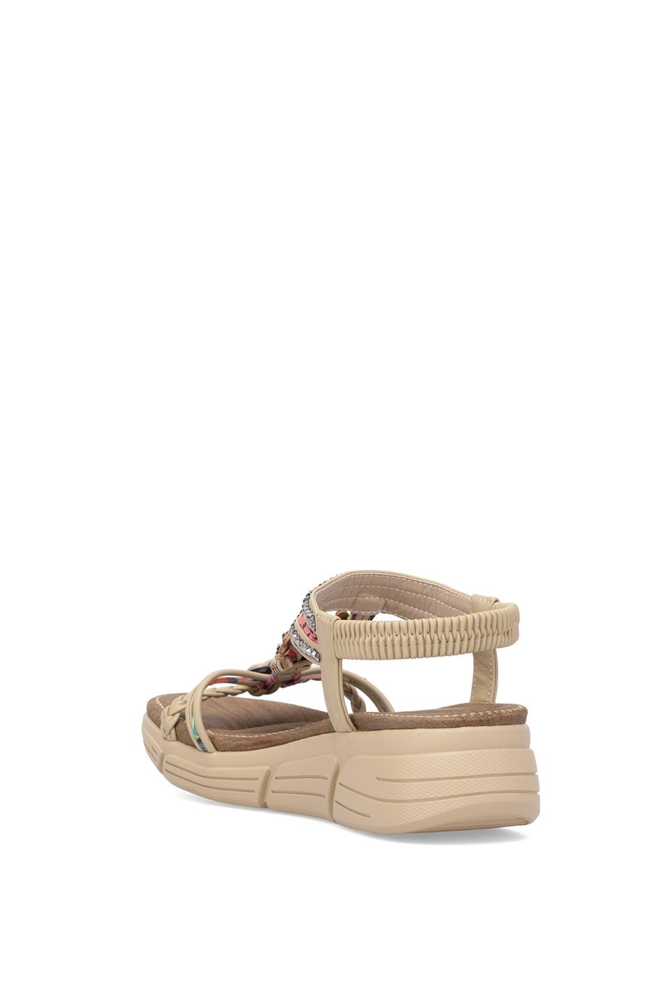 Guja 25Y154-4 Kadın Taşlı Dolgu Topuk Sandalet Bej