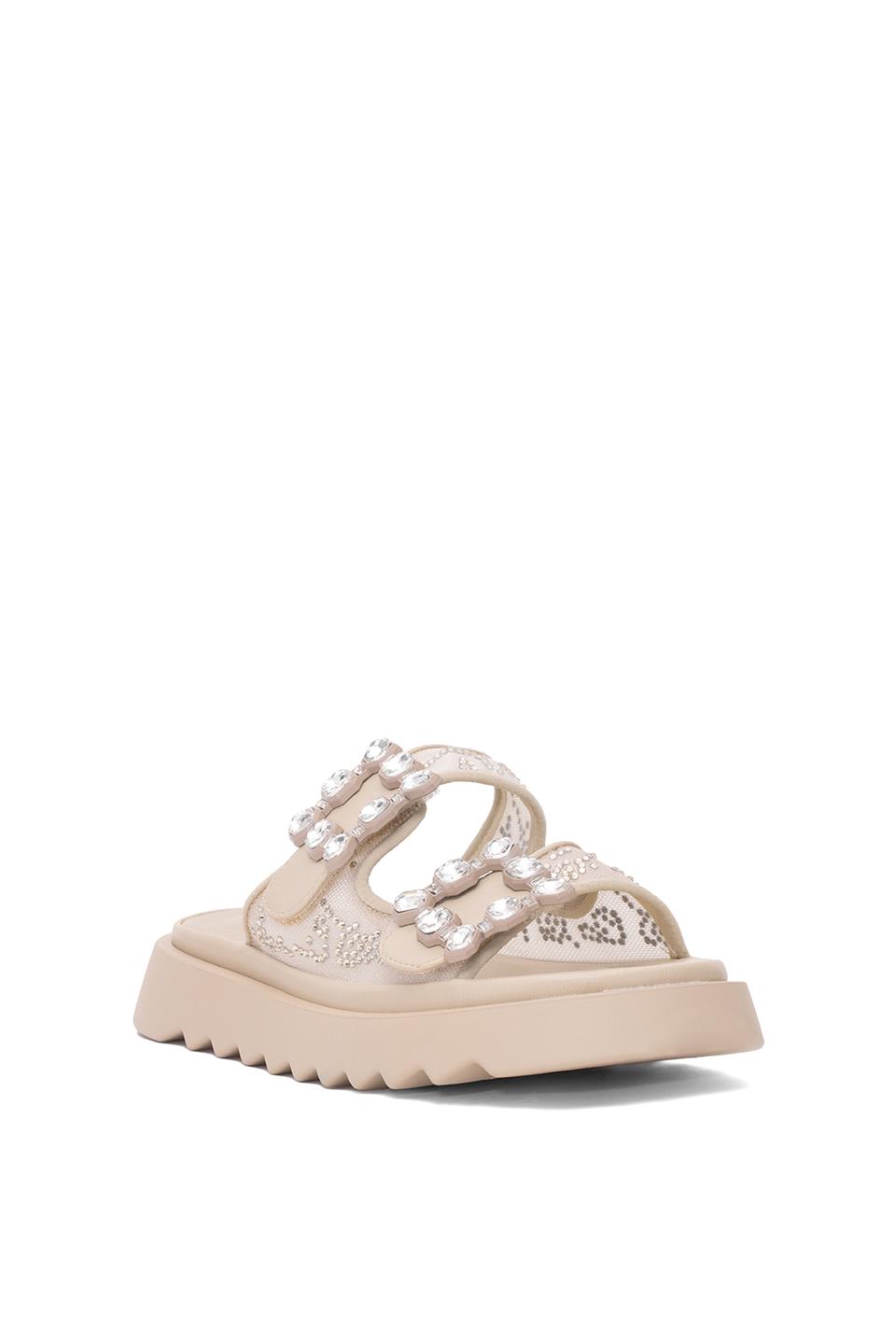 Guja 25Y342 Kadın Taşlı Düz Terlik Bej