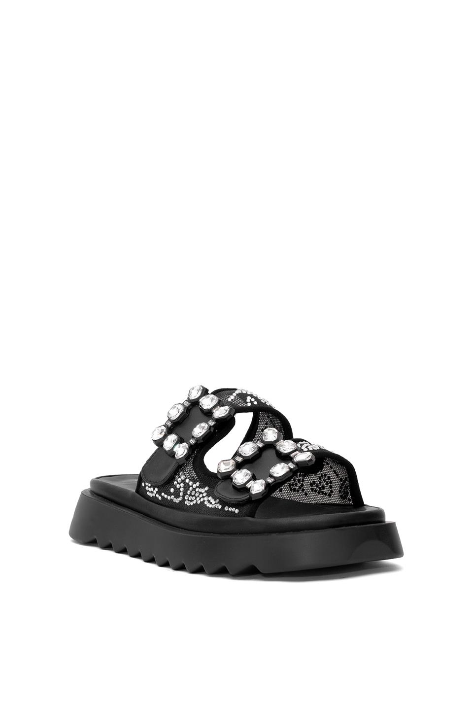 Guja 25Y342 Kadın Taşlı Düz Terlik Siyah