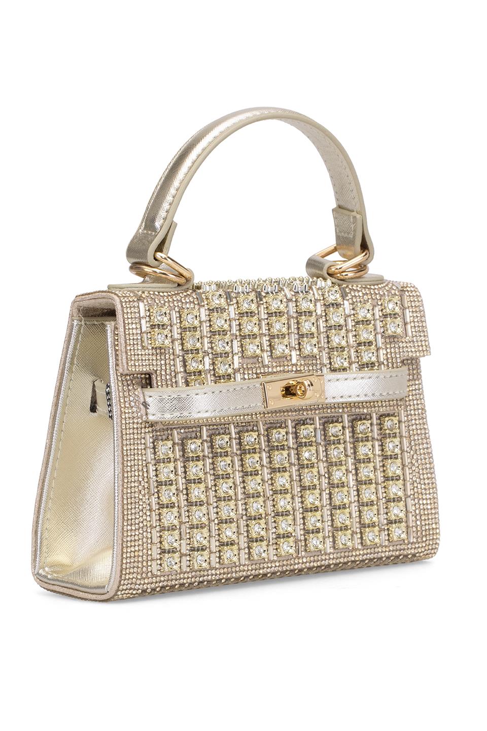 Guja 25YG585 Kadın Taşlı Abiye Çanta Altın