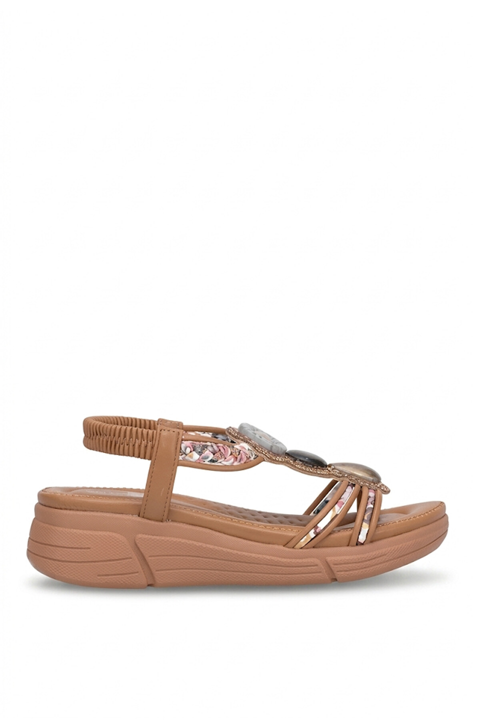 Guja 26Y154-2 Kadın Taşlı Düz Sandalet Camel