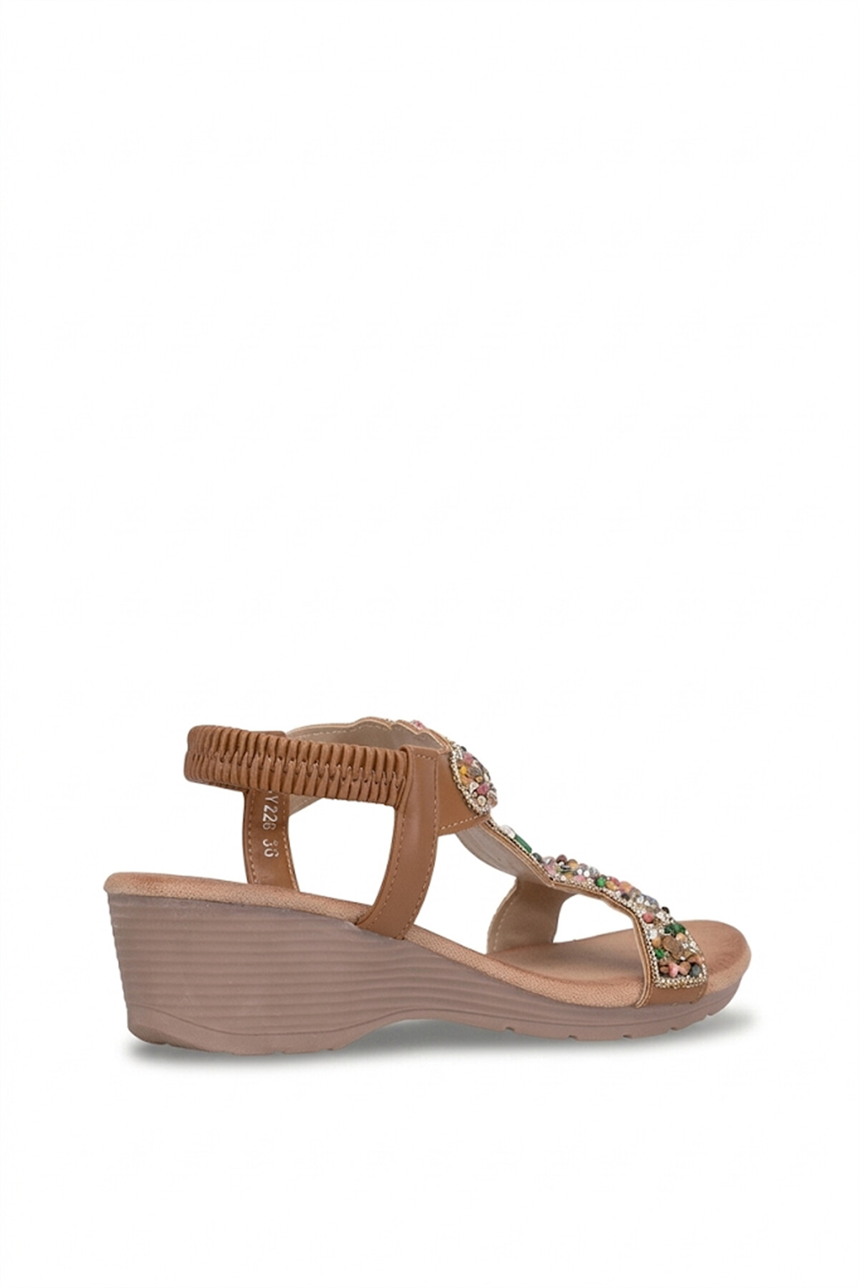 Guja 26Y226 Kadın Taşlı Dolgu Topuk Sandalet Camel