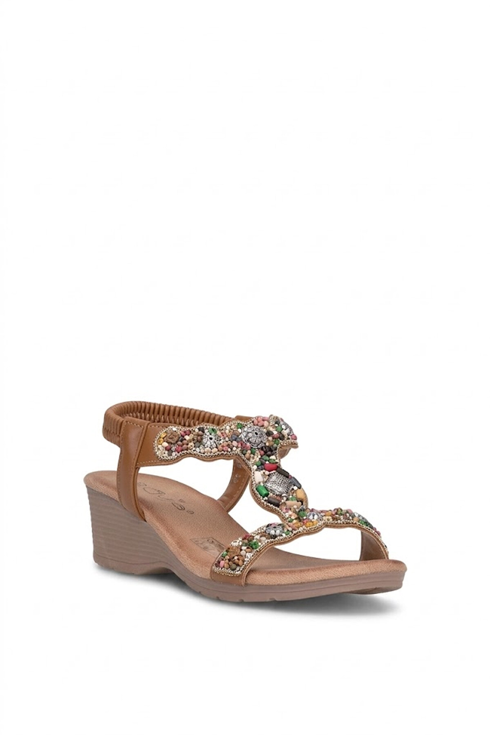 Guja 26Y226 Kadın Taşlı Dolgu Topuk Sandalet Camel