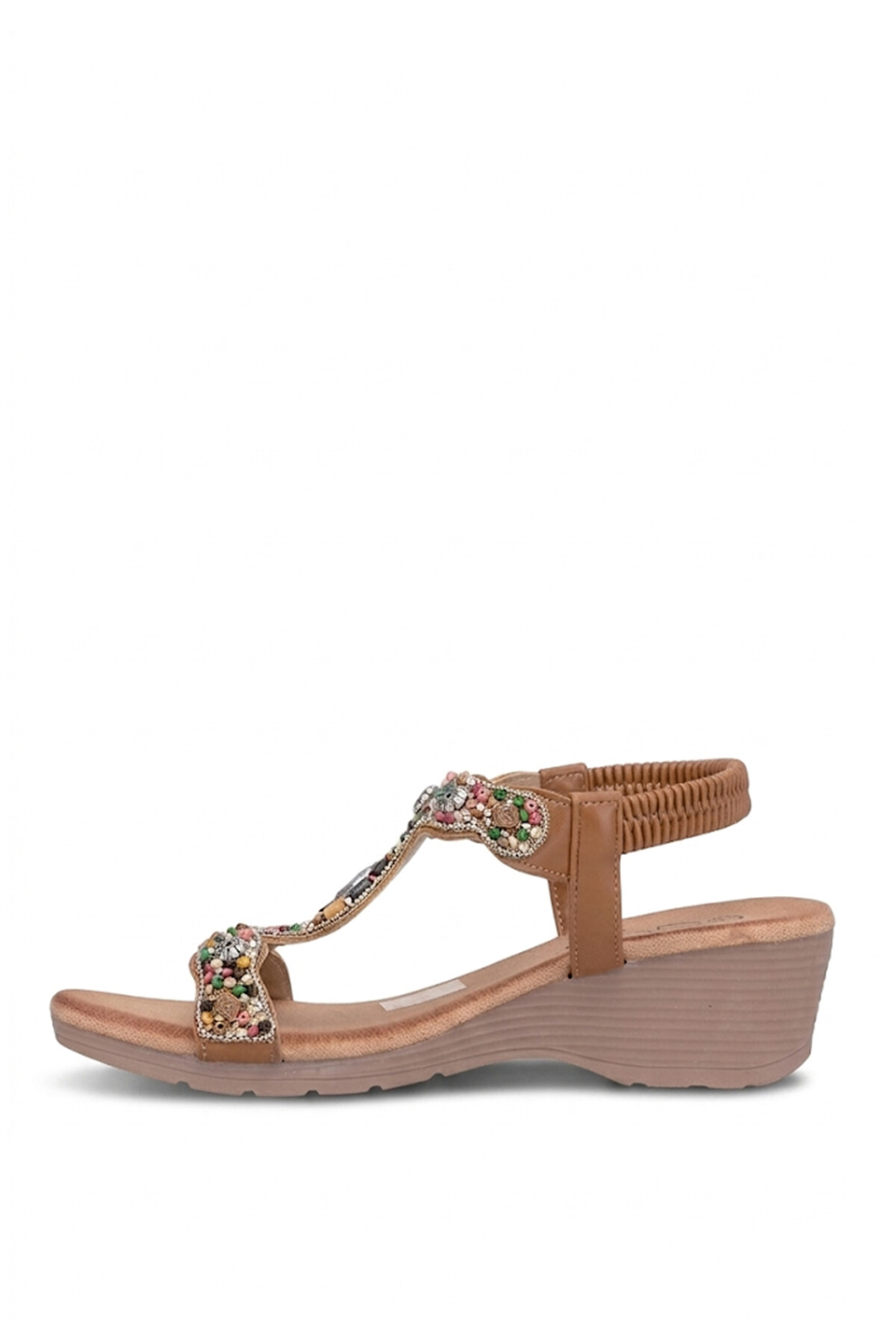 Guja 26Y226 Kadın Taşlı Dolgu Topuk Sandalet Camel