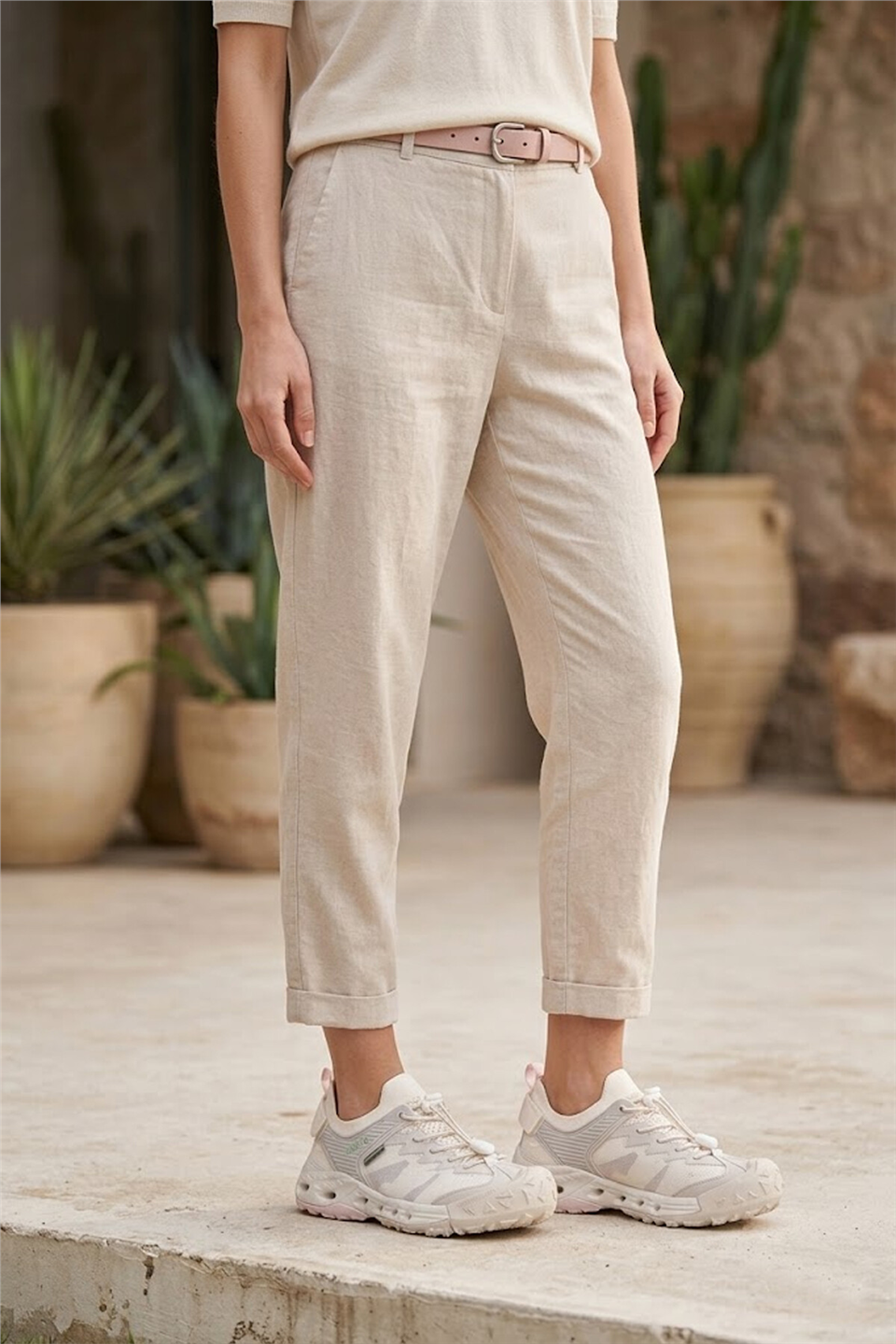 Humtto 152-21547 660859B Kadın Outdoor Ayakkabı Krem