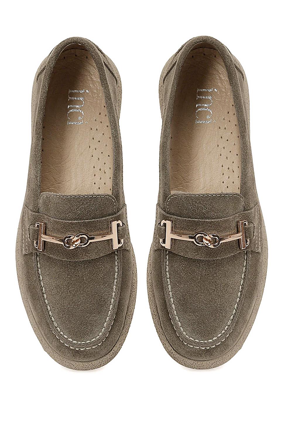 İnci A102042096 5F August 5PR Kadın Hakiki Deri Loafer Ayakkabı Vizon