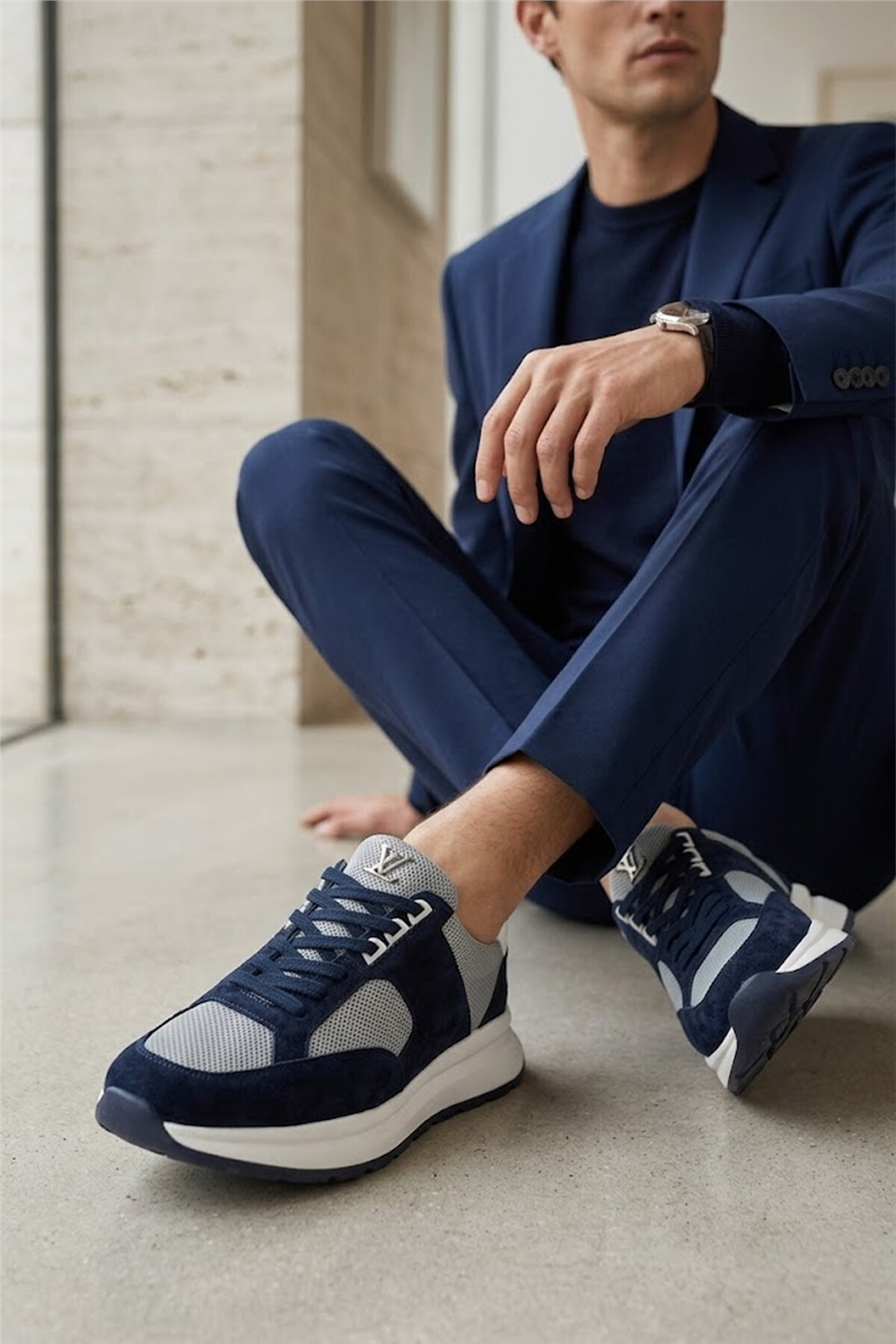 John Richardo 24298 Erkek Hakiki Deri Klasik Sneaker Lacivert