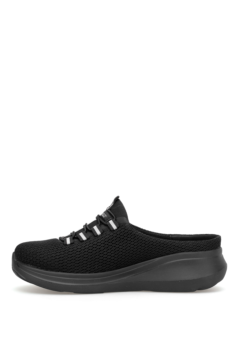 King Paolo D5109 Krakers Sabo Kadın Memory Foam Düz Sandalet Siyah