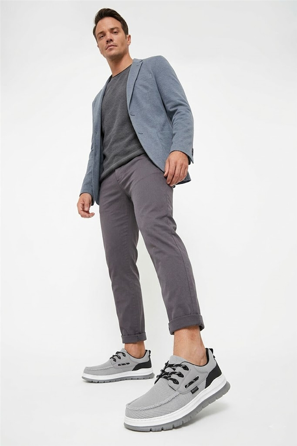King Paolo K1339 Hawai Erkek Memory Foam Casual Ayakkabı Gri