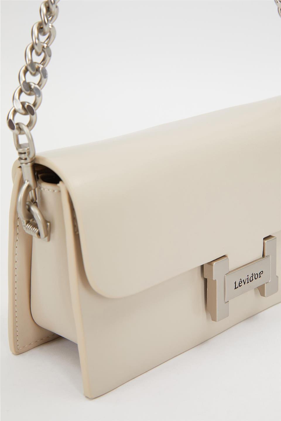 Levidor 930235 Çift Askılı Kadın Omuz Çantası Krem