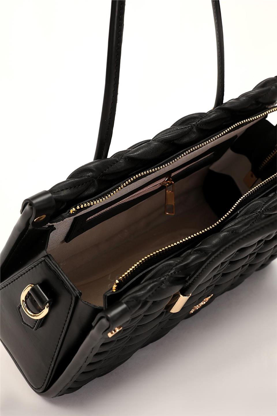 Levidor 930515 Kabartmalı Baklava Desen Kadın El Çantası Siyah