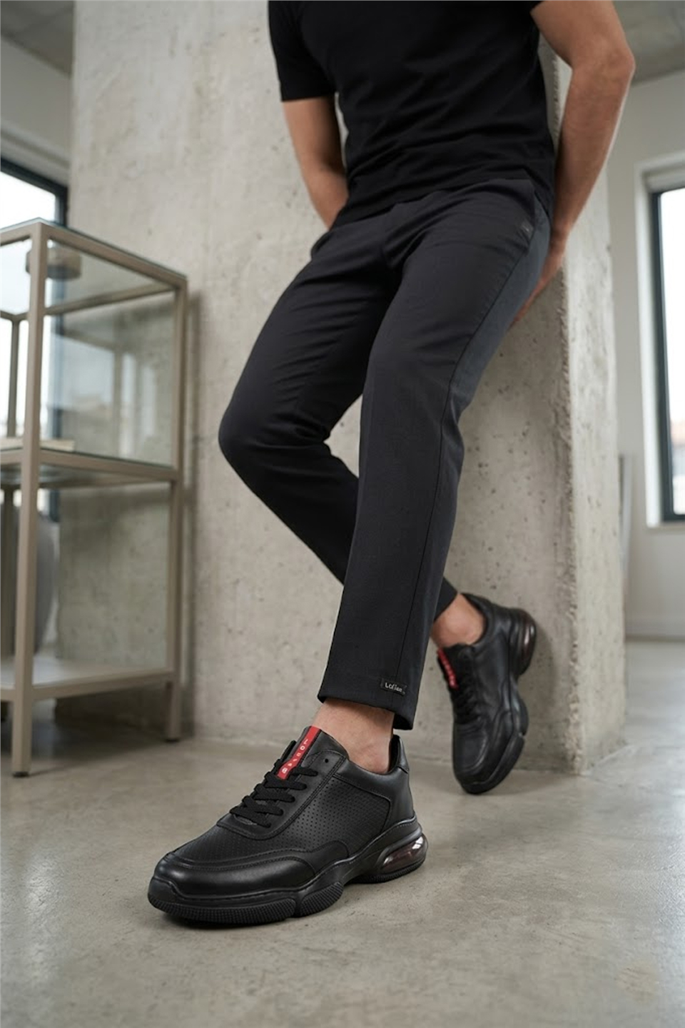 Lufian 111230301 Luke Erkek Hakiki Deri Klasik Sneaker Siyah