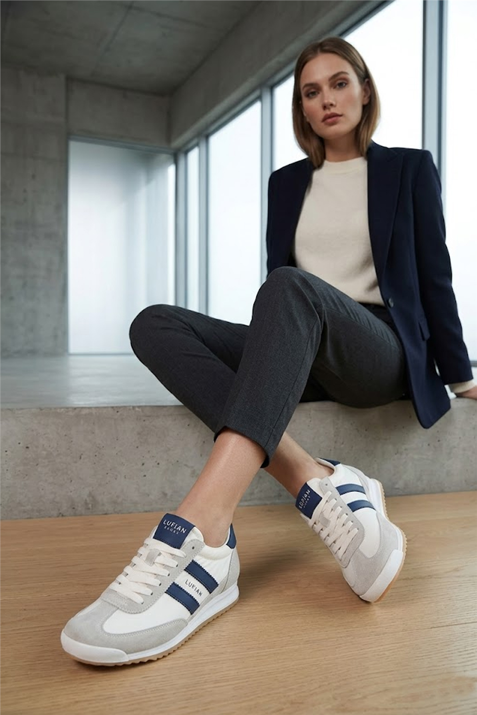 Lufian 121230067 Greta Kadın Hakiki Deri Klasik Sneaker Lacivert