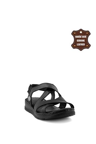 Mammamia D23YS-1145C Kadın Hakiki Deri Sandalet Siyah