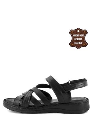 Mammamia D23YS-1165C Kadın Hakiki Deri Sandalet Siyah