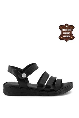 Mammamia D23YS-1195C Kadın Hakiki Deri Sandalet Siyah