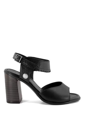 Mammamia D23YS-1300C Kadın Hakiki Deri Sandalet Siyah